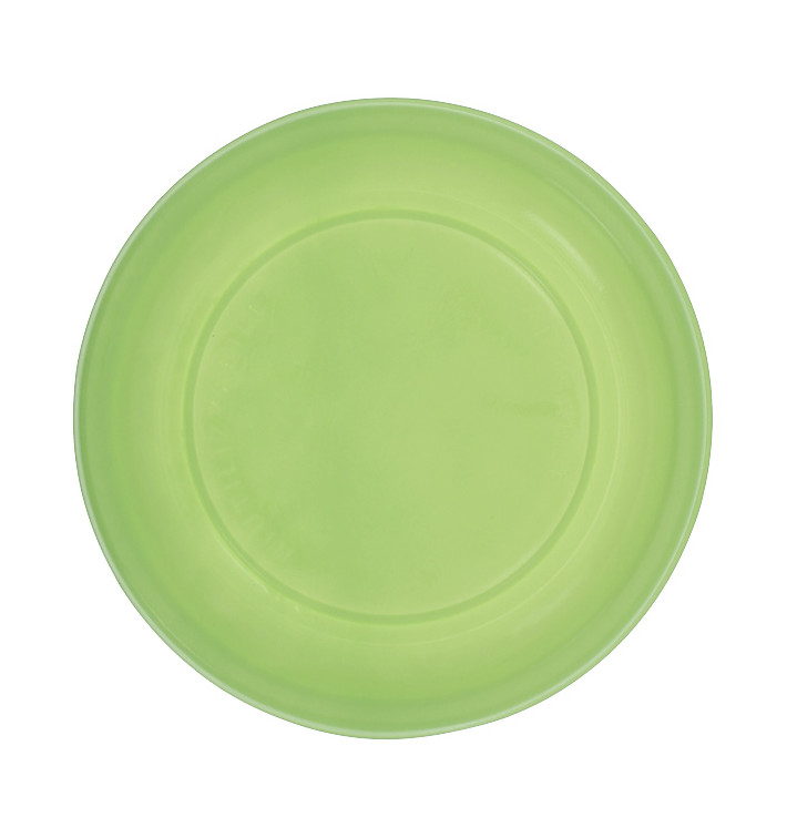 Plato Llano Reutilizable Económico PS Verde Lima Ø22cm (200 Uds)