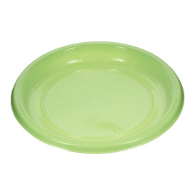 Plato Llano Reutilizable Económico PS Verde Lima Ø22cm (200 Uds)