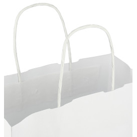 Bolsa Papel Kraft Blanca con Asas 100g/m² 25+11x31cm (25 Uds)