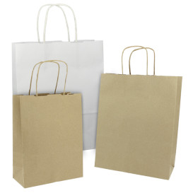 Bolsa Papel Kraft Blanca con Asas 100g/m² 32+12x41cm (200 Uds)