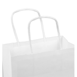 Bolsa Papel Kraft Blanca con Asas 100g/m² 18+8x24cm (300 Uds)