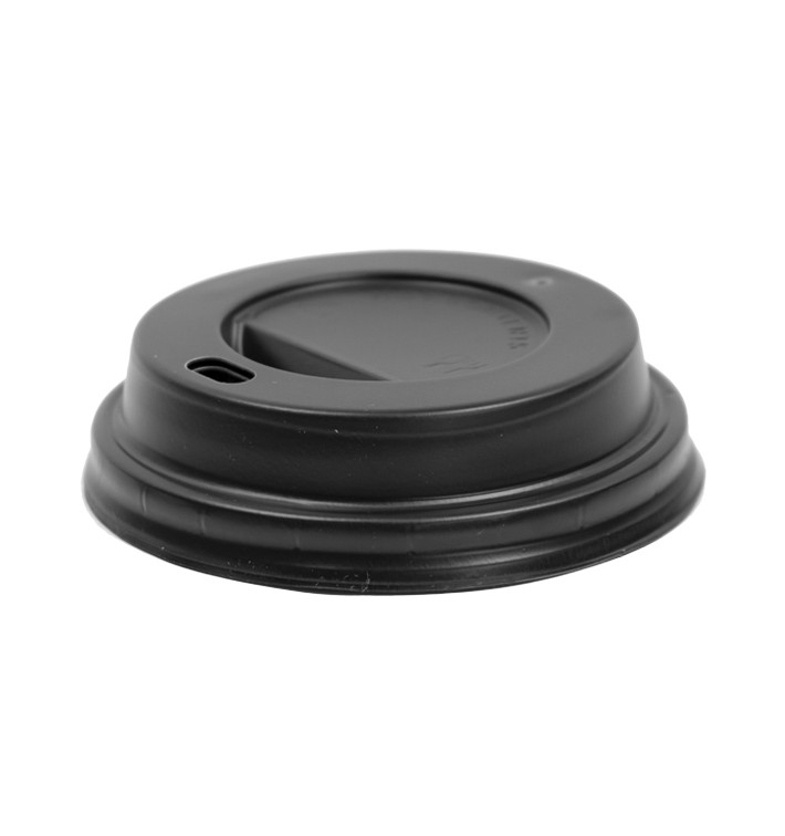 Tapa Travel con Agujero PS para Vaso Cartón 7Oz Negra Ø7,2cm (100 Uds)