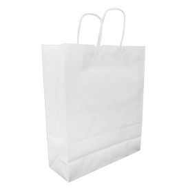 Bolsa Papel Kraft Blanca con Asas 100g/m² 32+12x41cm (200 Uds)