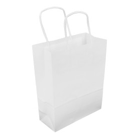 Bolsa Papel Kraft Blanca con Asas 100g/m² 18+8x24cm (300 Uds)