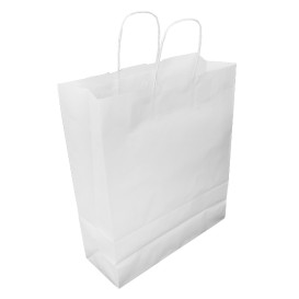 Bolsa Papel Kraft Blanca con Asas 100g/m² 32+12x41cm (200 Uds)