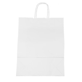 Bolsa Papel Kraft Blanca con Asas 100g/m² 32+12x41cm (200 Uds)