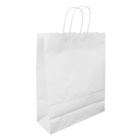 Bolsa Papel Kraft Blanca con Asas 100g/m² 32+12x41cm (200 Uds)