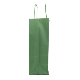 Bolsa Papel Kraft Verde con Asas 80g/m² 20+10x29cm (50 Uds)