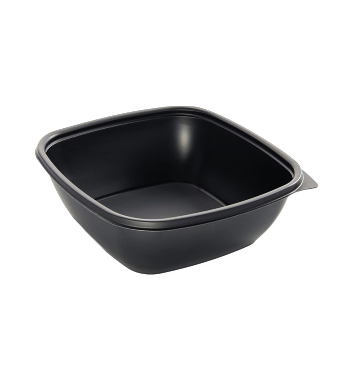 Envase de Plástico PP Negro 750ml 16,5x16,5x6cm (300 Uds)