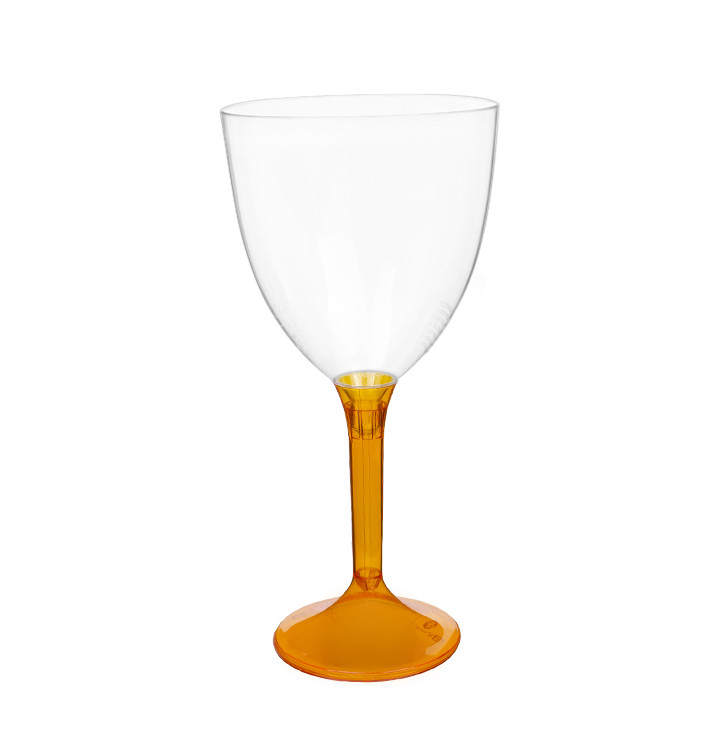 Copa Plástico Vino Pie Naranja Transp. 300ml 2P (20 Uds)