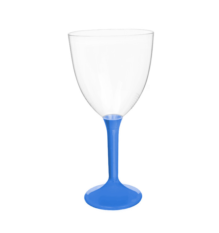 Copa Plástico Vino Pie Azul Mediterraneo 300ml 2P (20 Uds)