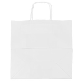 Bolsa Papel Kraft Blanca con Asas 90g/m² 32+16x31cm (250 Uds)