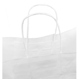 Bolsa Papel Kraft Blanca con Asas 90g/m² 32+16x43cm (50 Uds)