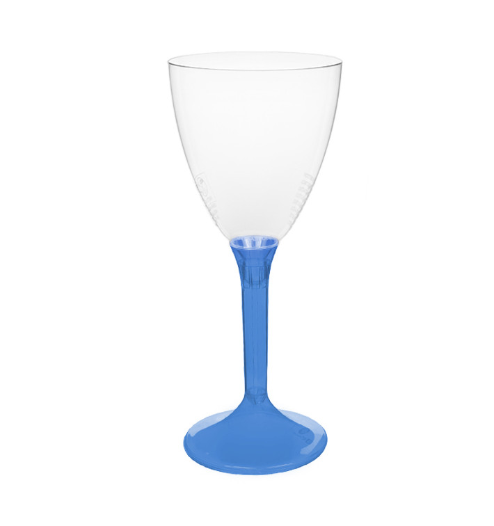 Copa Plástico Vino Pie Azul Transp. 180ml 2P (200 Uds)