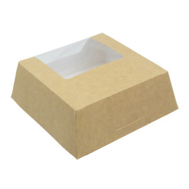 Caja de Cartón Kraft con Ventana 140x140x50mm (250 Uds)
