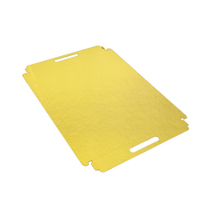 Bandeja Cartón Rectangular Oro Asas 28,5x38,5 cm (200 Uds)