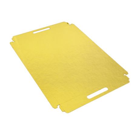 Bandeja Cartón Rectangular Oro Asas 28,5x38,5 cm (5 Uds)