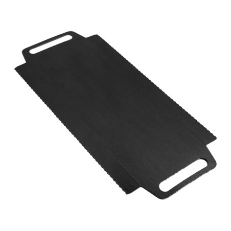 Bandeja Cartón Rectangular Negra Asas 30x12 cm (600 Uds)