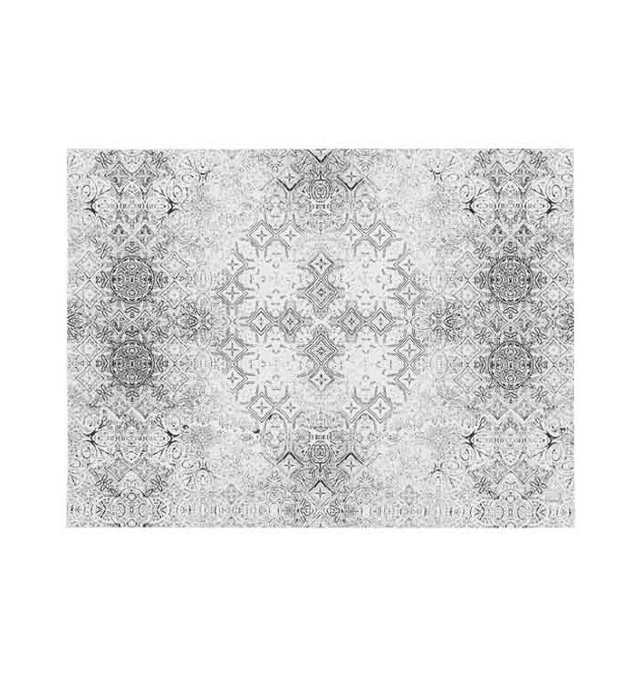 Mantel de Papel Cortado 1x1m "Mosaico" Negro 40g/m² (400 Uds)