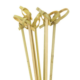 Pinchos de Bambú Decorados Lazo Verde Natural 18cm (10.000 Uds)