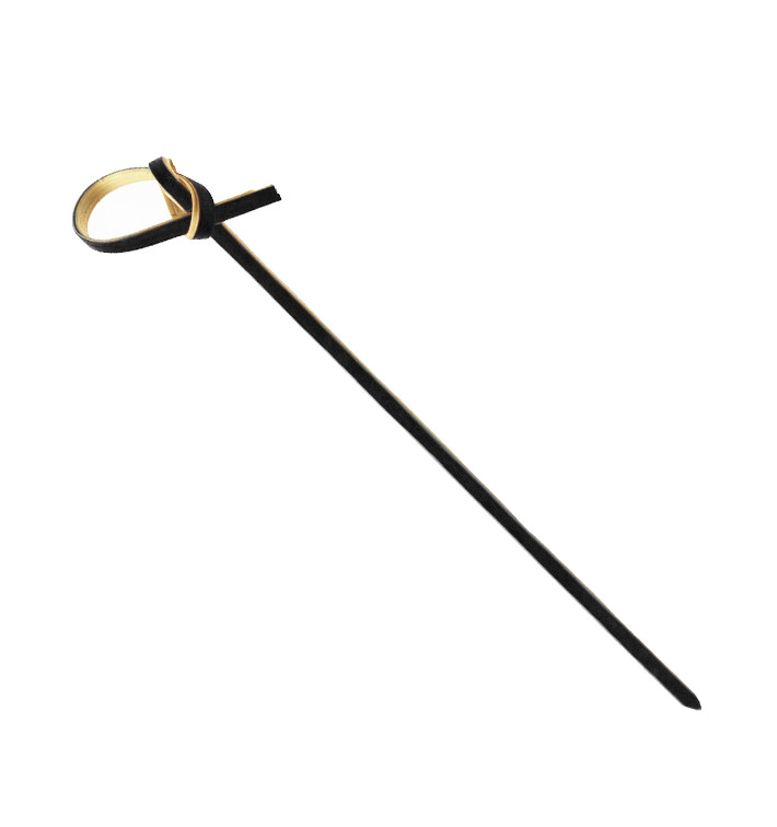 Pinchos Bambú Decorados Lazo Negro 10cm (250 Uds)