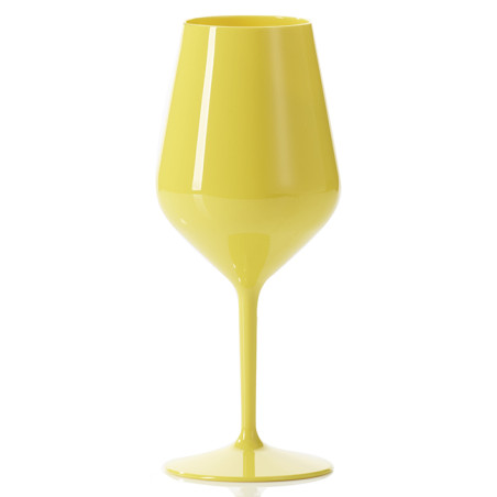 Copa Reutilizable Durable Tritán Amarilla para Vino 470ml (6 Uds)