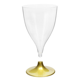 Copa Plástico Vino Pie Oro 200ml 2P (20 Uds)