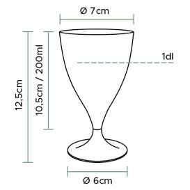 Copa de Plástico Reutilizable 2P Pie Transparente para Vino 200ml (400 Uds)