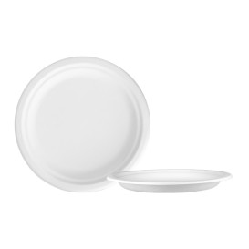 Plato Caña de Azúcar Blanco Ø22cm (25 Uds)