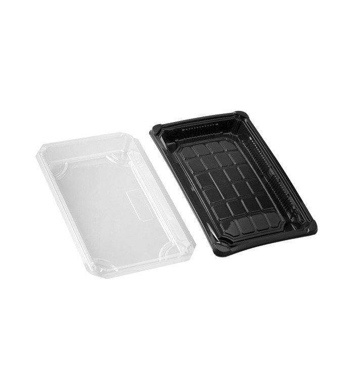 Envase con Tapa Sushi PLA Negro 15,0x23,0 cm (100 Uds)