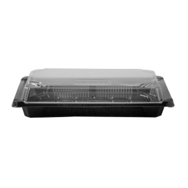 Envase con Tapa Sushi PLA Negro 15,0x23,0 cm (100 Uds)