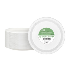 Plato de Cartón Redondo Antigrasa Blanco Ø22cm 220g/m² (50 Uds)