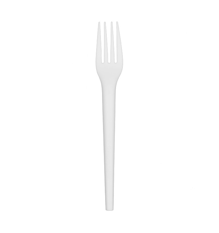 Tenedor Compostable Reutilizable CPLA Blanco 17cm (2.000 Uds)