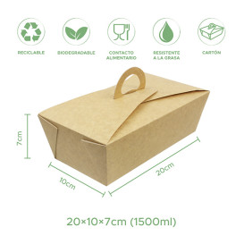 Caja "Doggy Bag" Kraft con Asa 20x10x7cm 1500ml (140 Uds)