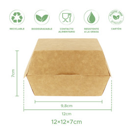 Caja Kraft para Hamburguesa 12x12x7 cm (25 Uds)