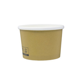 Tarrina de Cartón Kraft con Borde Blanco 250ml Ø9,0cm (25 Uds)