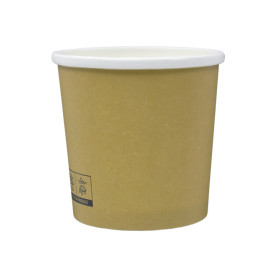 Tarrina de Cartón Kraft con Borde Blanco 350ml Ø9,0cm (25 Uds)