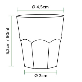 Vaso Reutilizable Irrompible PP Chupito Transparente Ø4,5cm 50ml (1000 Uds)