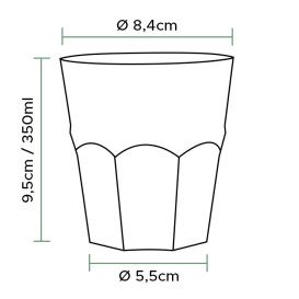 Vaso Reutilizable Irrompible PP Cocktail Transparente Ø8,4cm 350ml (420 Uds)