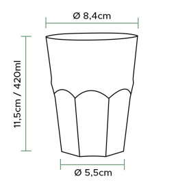 Vaso Reutilizable Irrompible PP Cocktail Transparente Ø8,4cm 420ml (420 Uds)