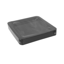 Plato Reutilizable PP Cuadrado Extra Rigido Negro 18x18cm (200 Uds)