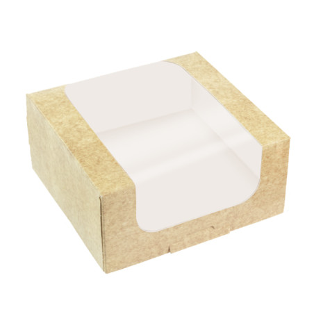 Caja de Cartón Kraft con Ventana para Panadería 10x10x8cm (50 Uds)