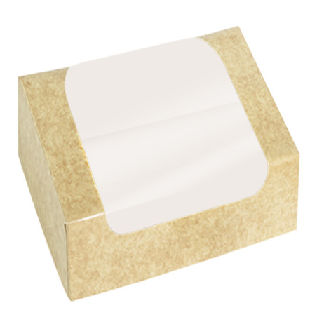 Caja de Cartón Kraft con Ventana para Pastelería 13x11x8cm (200 Uds)