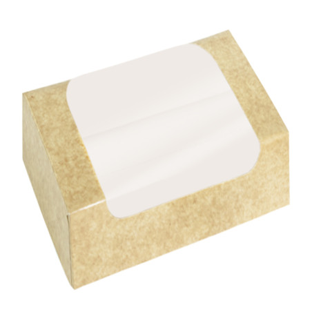 Caja de Cartón Kraft con Ventana para Pastelería 18x10x8cm (150 Uds)