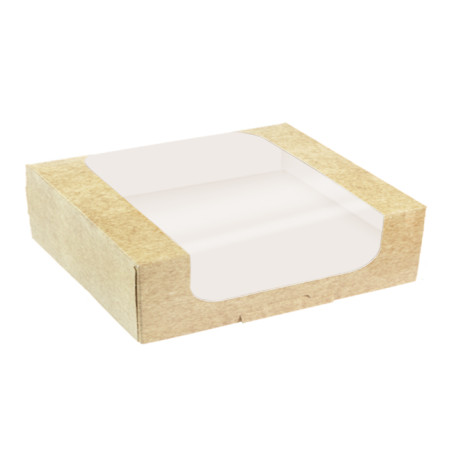 Caja de Cartón Kraft con Ventana para Panadería 28x28x8cm (100 Uds)