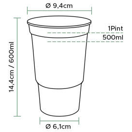 Vaso Reutilizable PP Transparente 600ml Ø9,4cm (800 Uds)