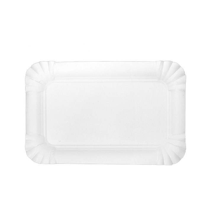 Bandeja de Cartón Rectangular Blanca 12x19cm (50 Uds)