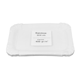 Bandeja de Cartón Rectangular Blanca 12x19cm (50 Uds)