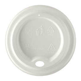 Tapa Travel con Agujero Fibra Moldeada Blanca Ø9,0cm (50 Uds)