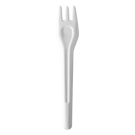 Tenedor de Fibra Moldeada Blanco 16,5cm (1.000 Uds)